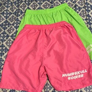 Men’s Shorts Numbskull Soirée Lot of 2 Neon Pink and Lime  Green Pockets Sz 2XL